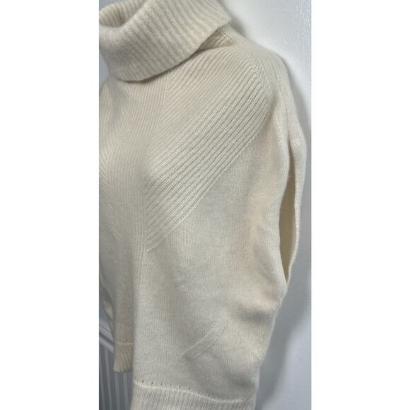 Anthropologie Moth Womens Cashmere Tunic Sweater Vest S Turtleneck Ivory Preppy - Picture 2 of 9
